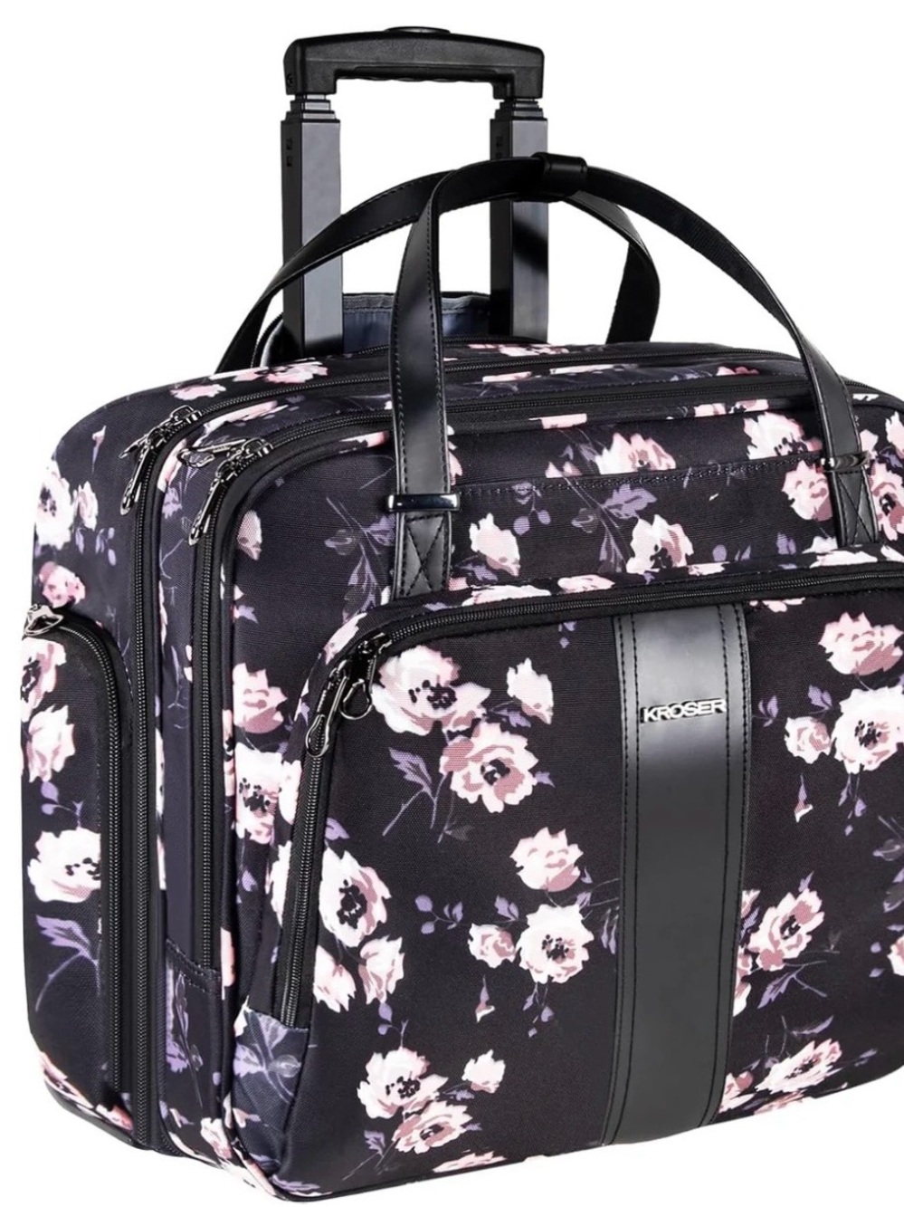 KROSER Floral Black Laptop Bag for Women
